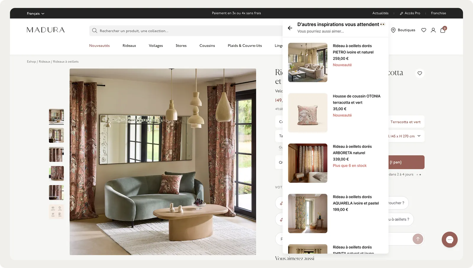 The onsite feed open on Madura's French site