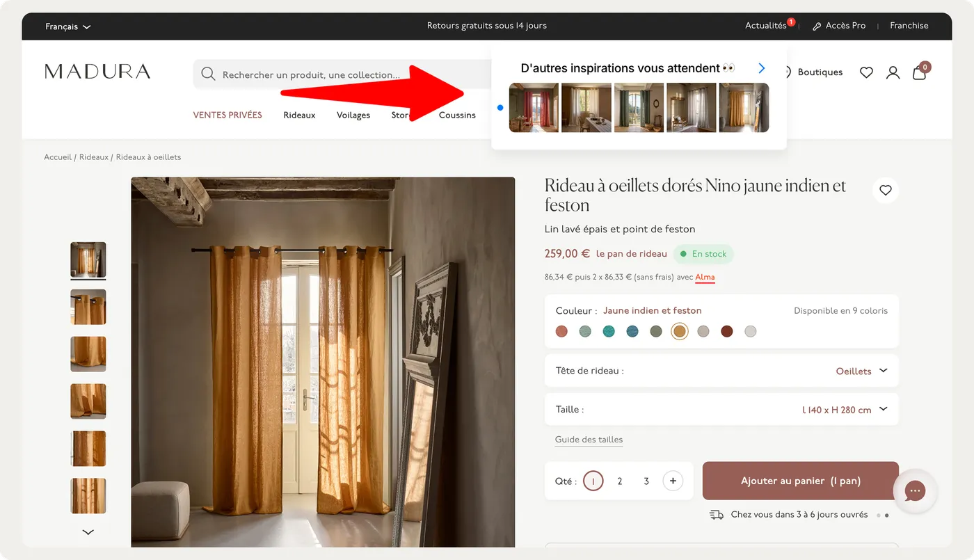Madura AI recommendation feed showing customers also viewed and best seller suggestions
