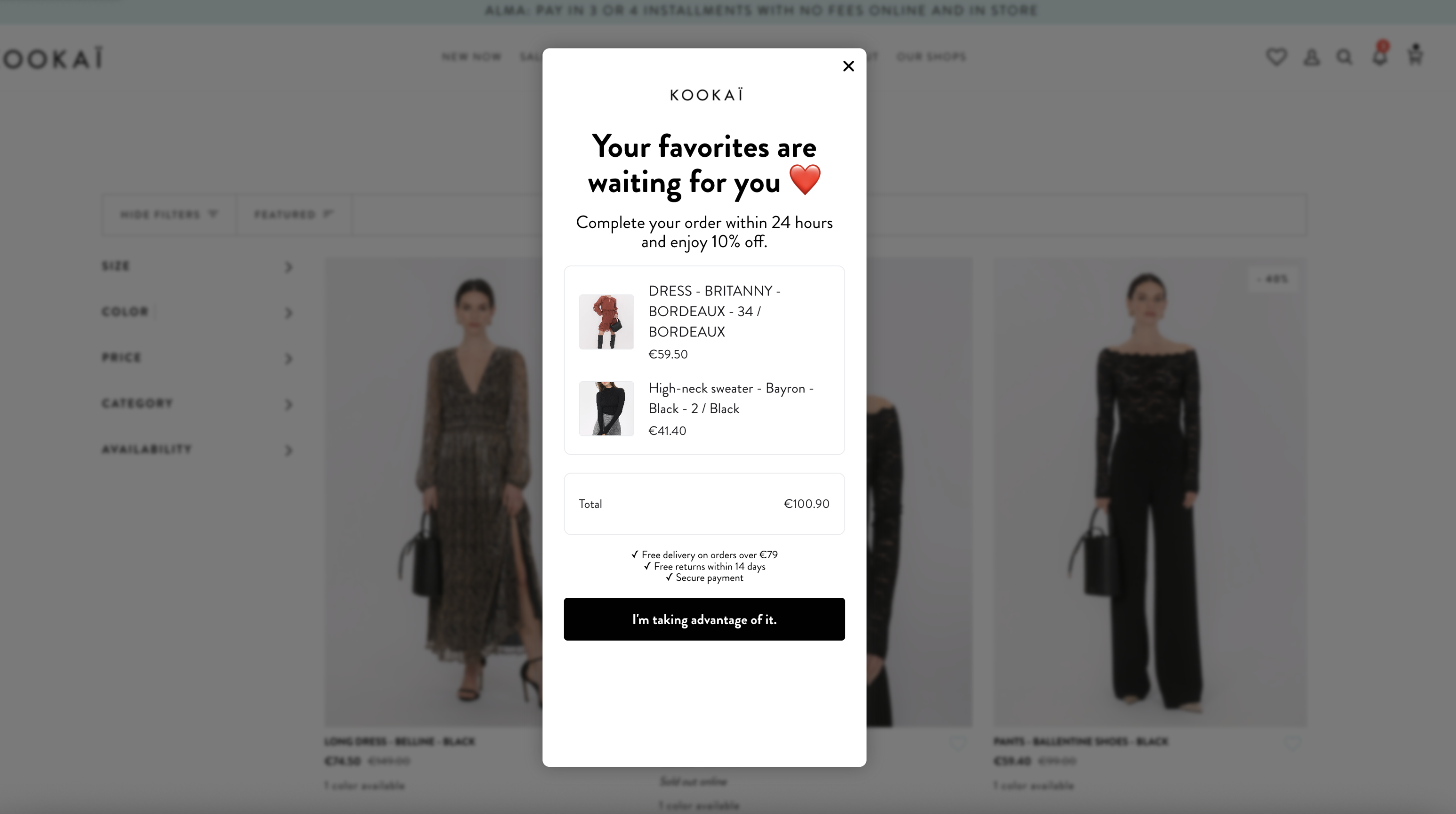 ai cart recovery popup