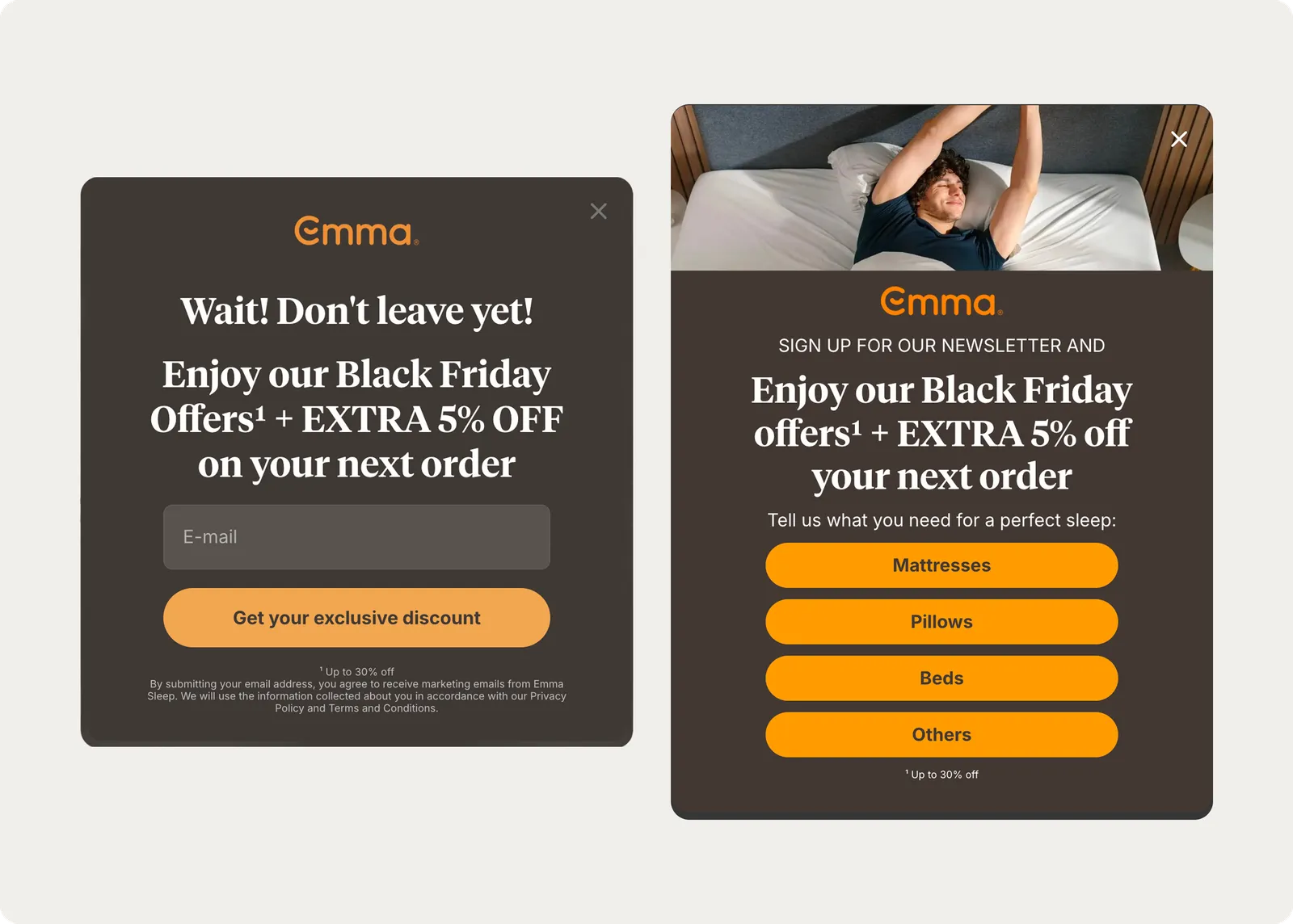 Emma Sleep Black Friday campaigns across several markets