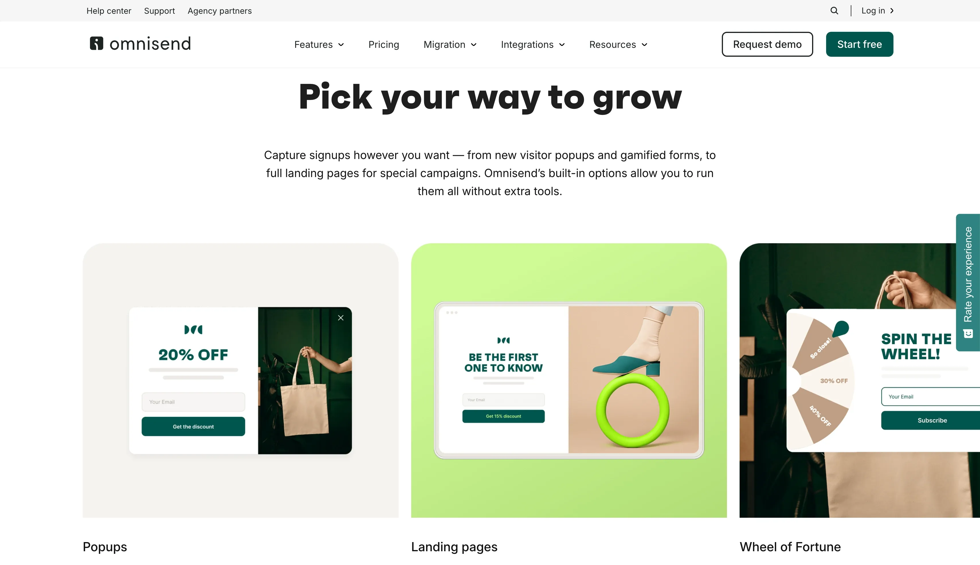 Omnisend signup form editor and email automations