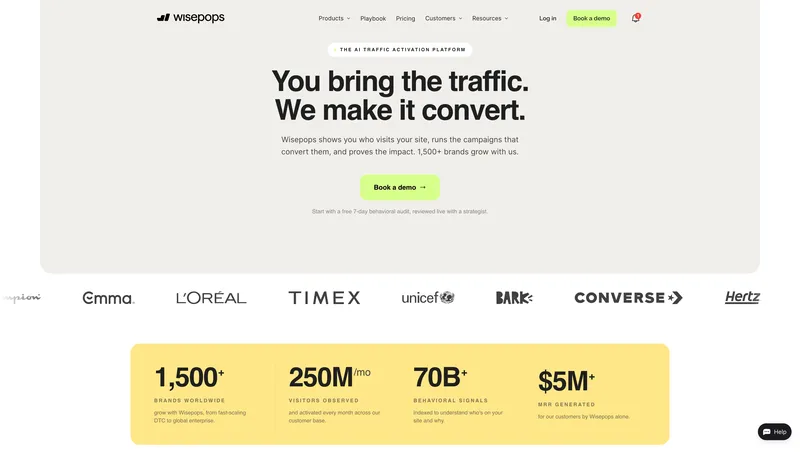 Wisepops homepage