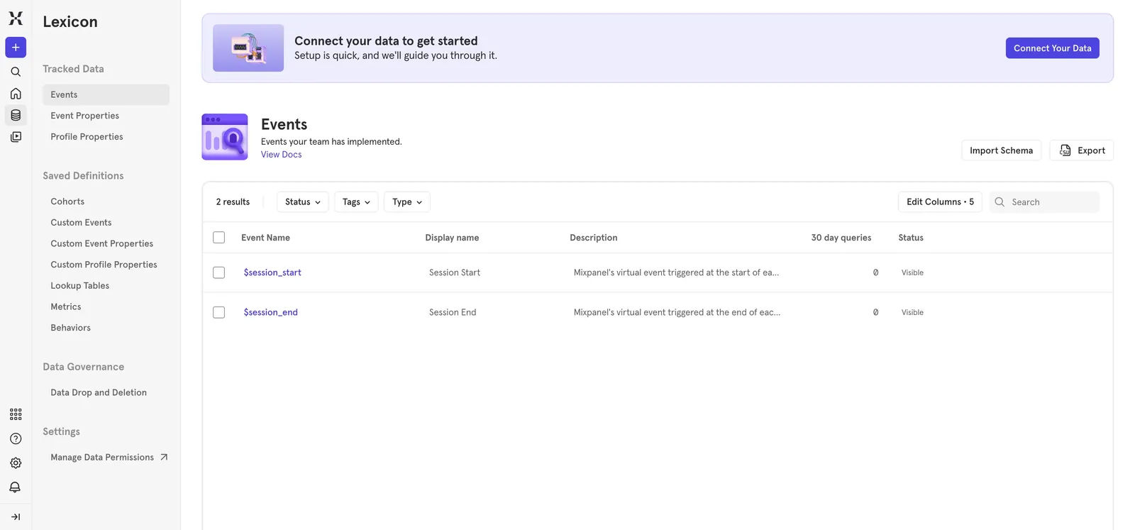 Mixpanel organization view showing projects and team access