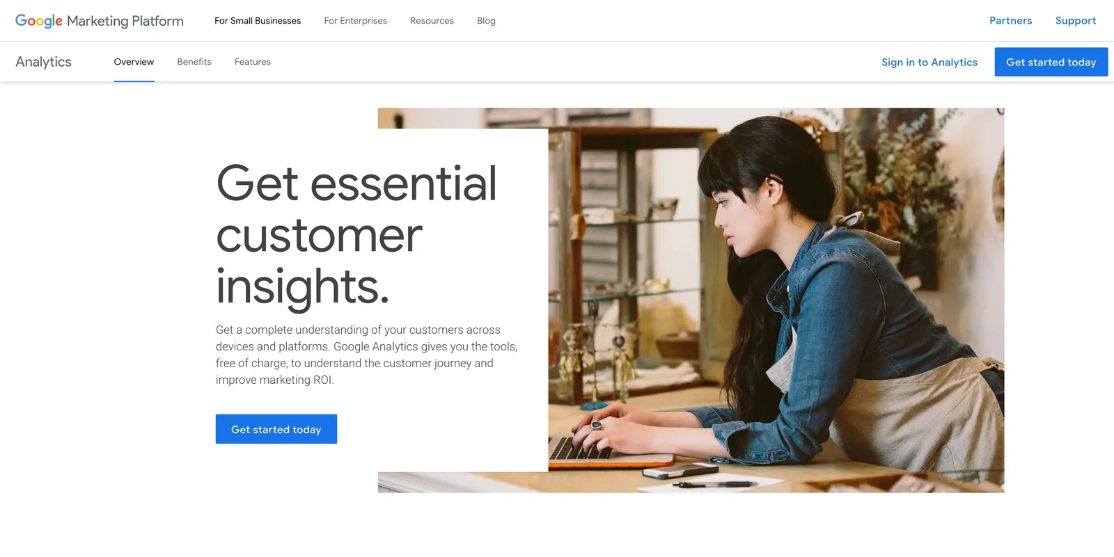 Google Analytics 4 homepage