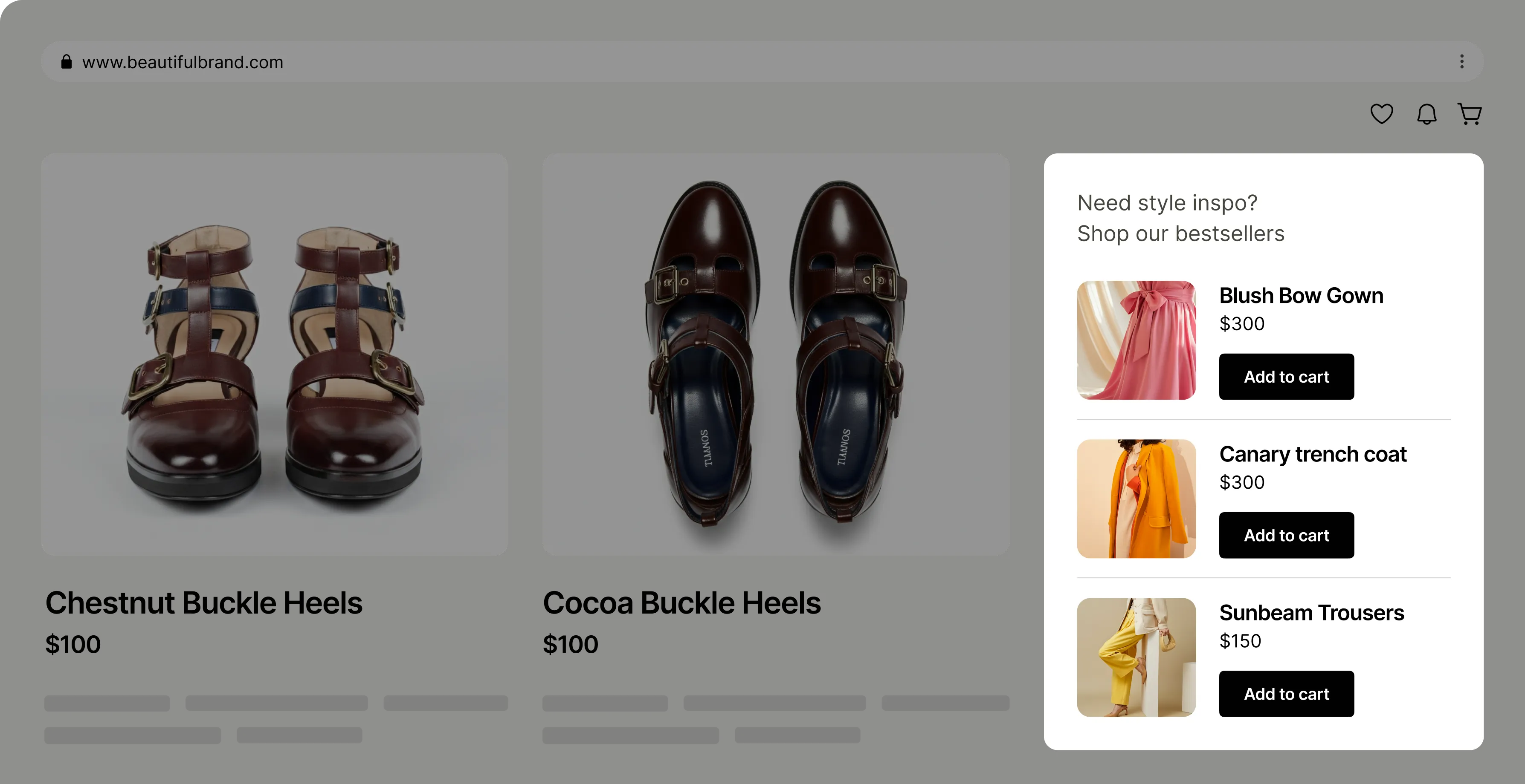 embedded form with product recommendations