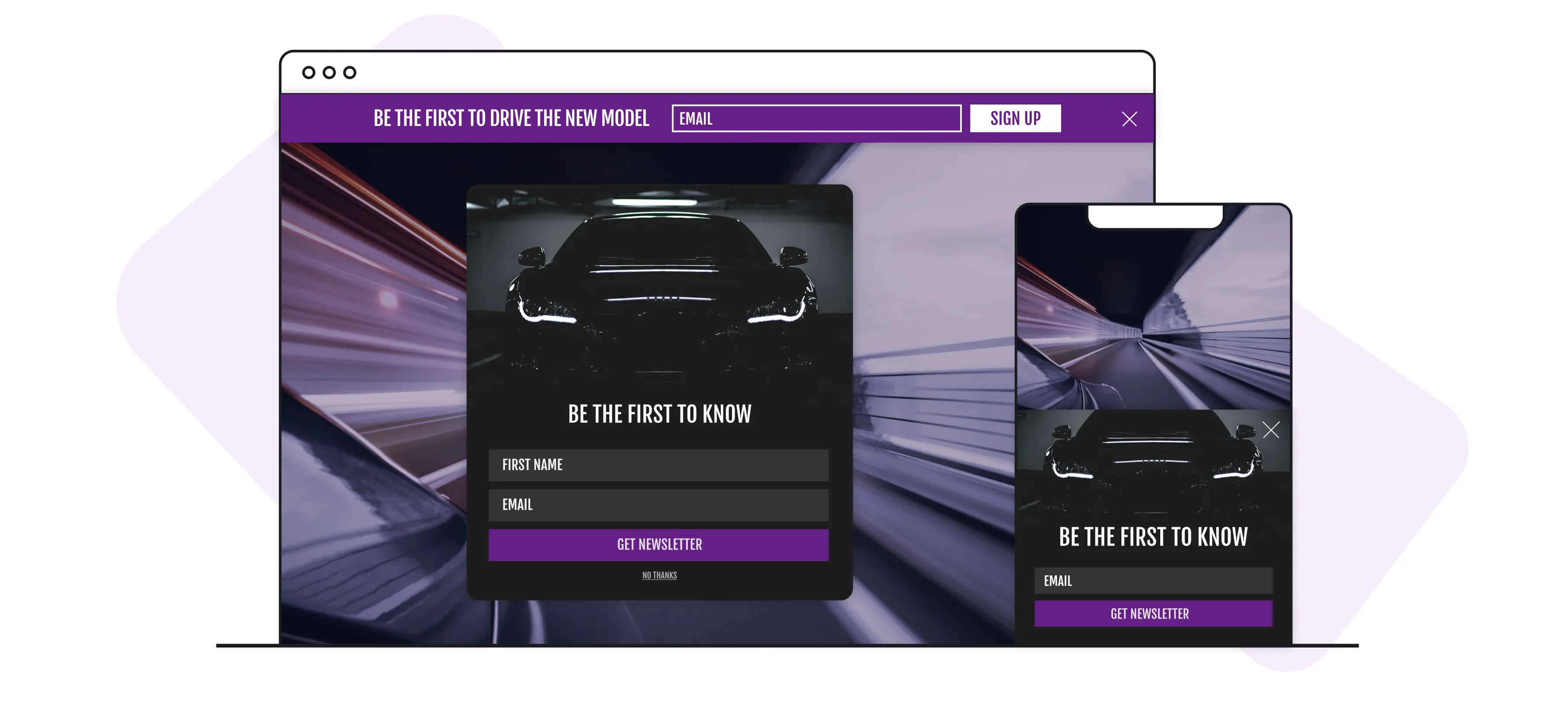 Signups popup template example