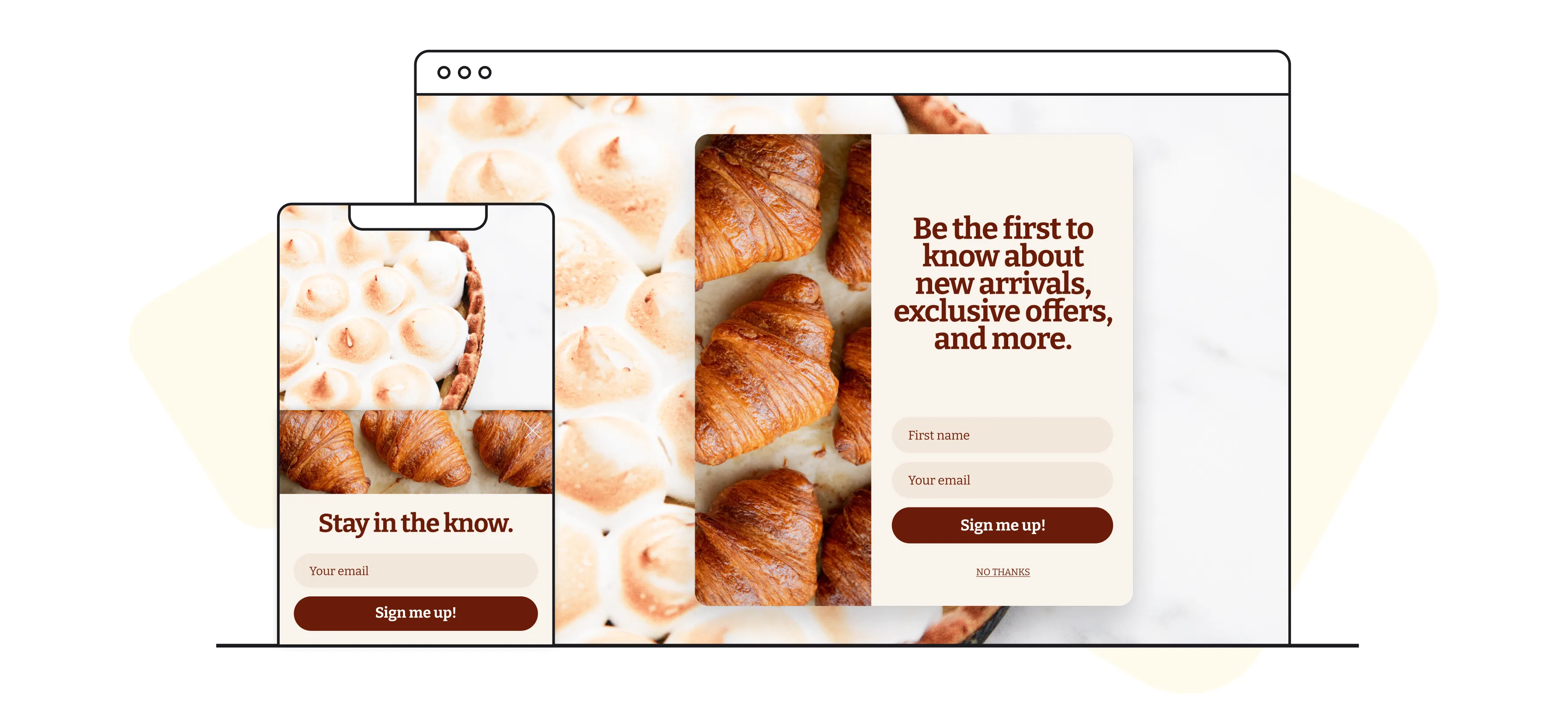 Signups popup template example