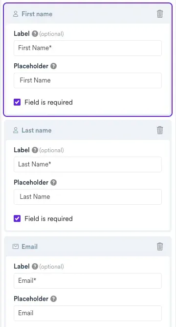fields in survey form
