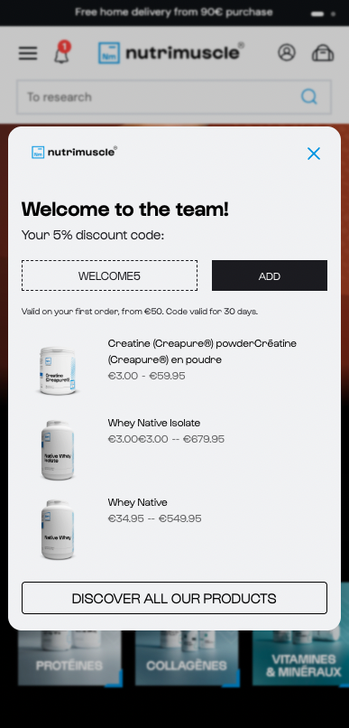 mobile product recommendations popup