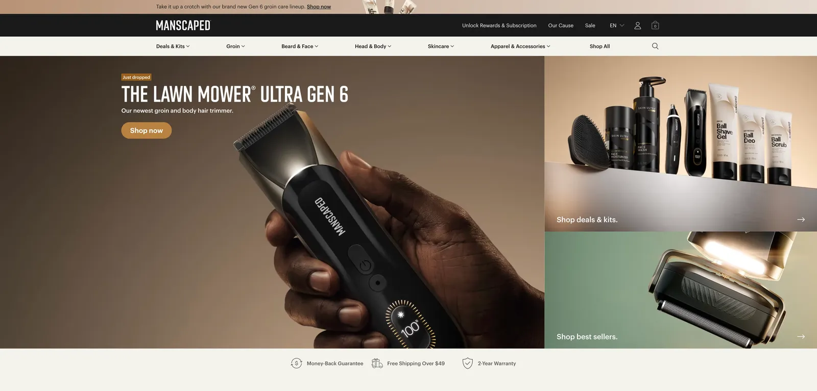 Manscaped Shopify store homepage