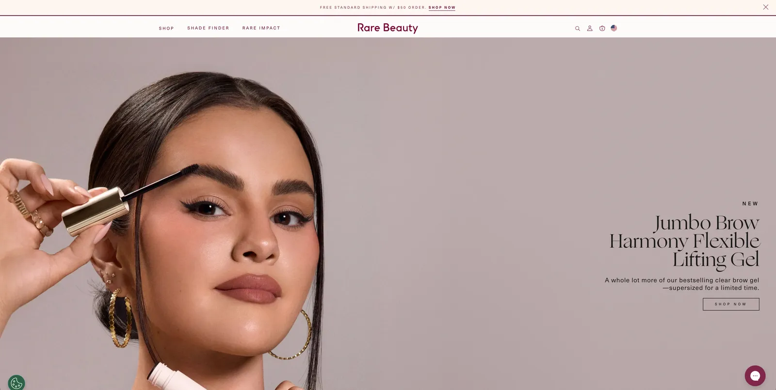 Rare Beauty Shopify store homepage