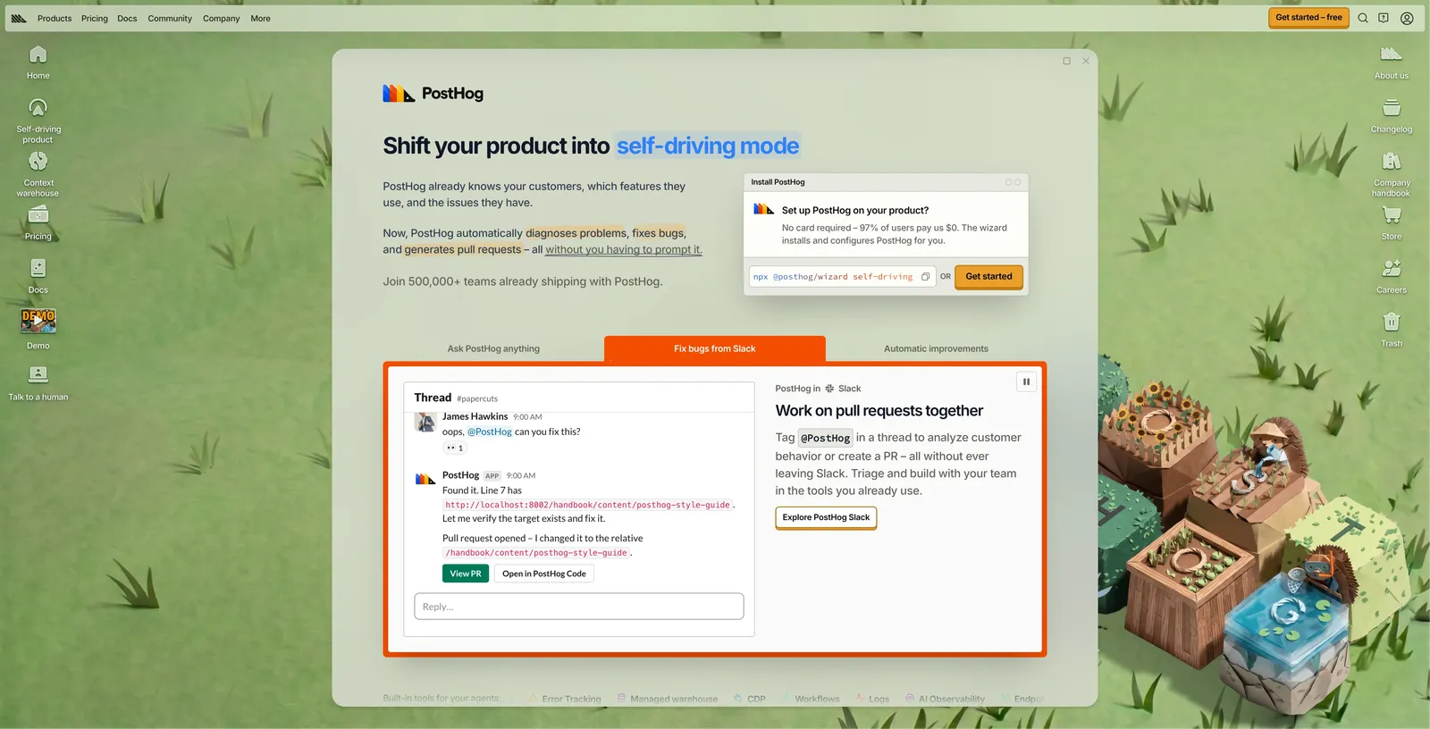 PostHog homepage