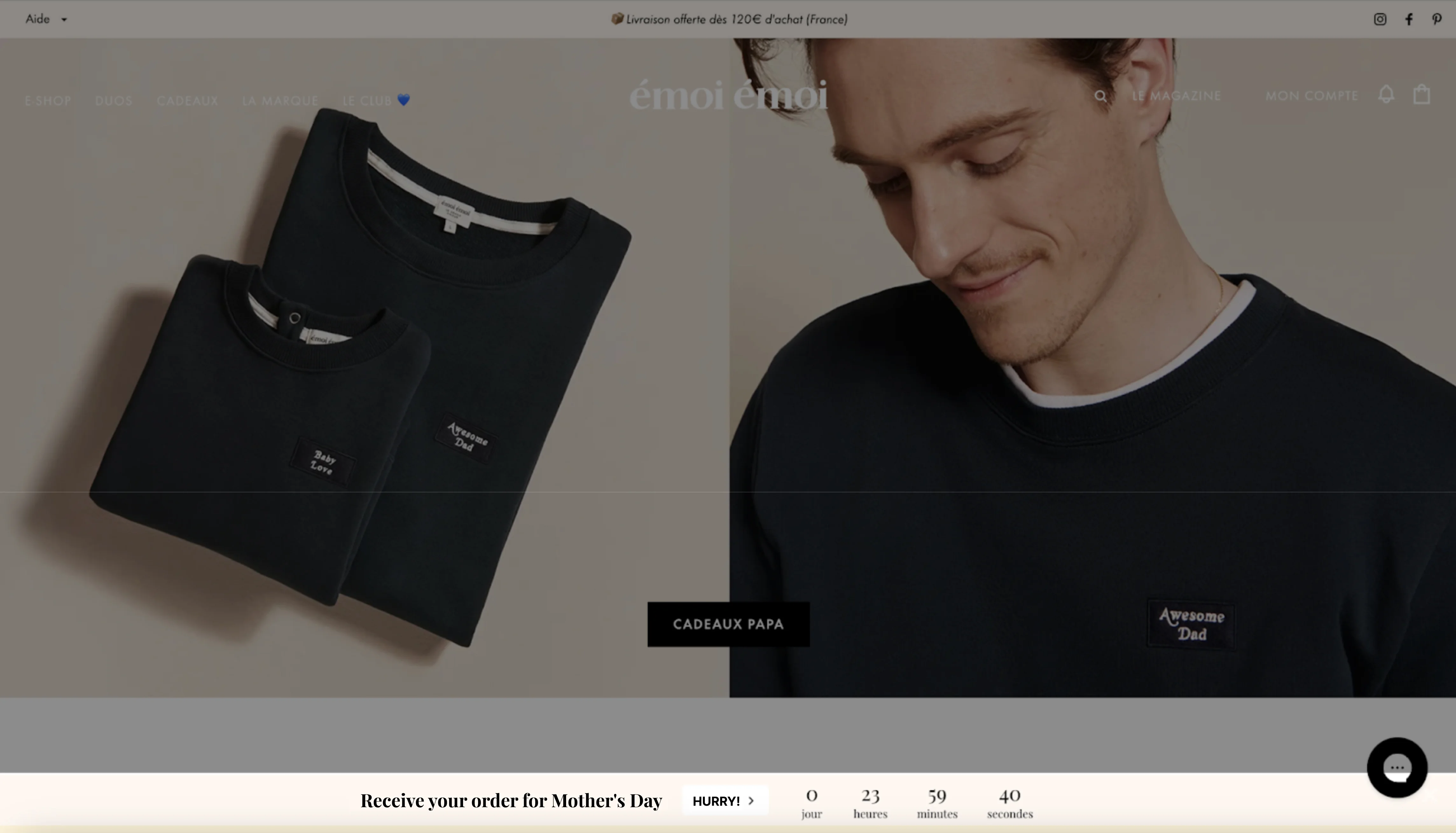 website bar with a promo