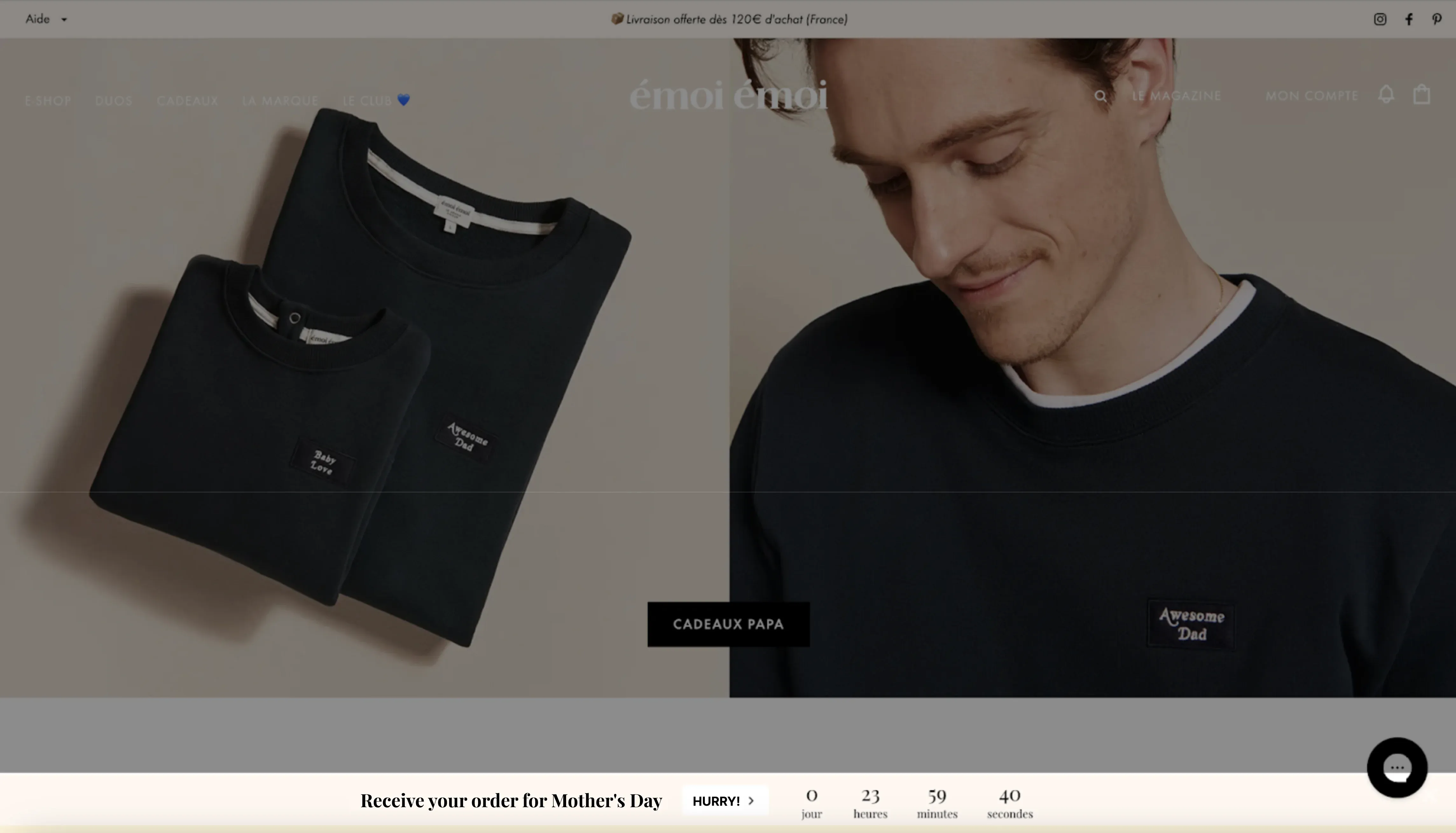 website bar with a promo