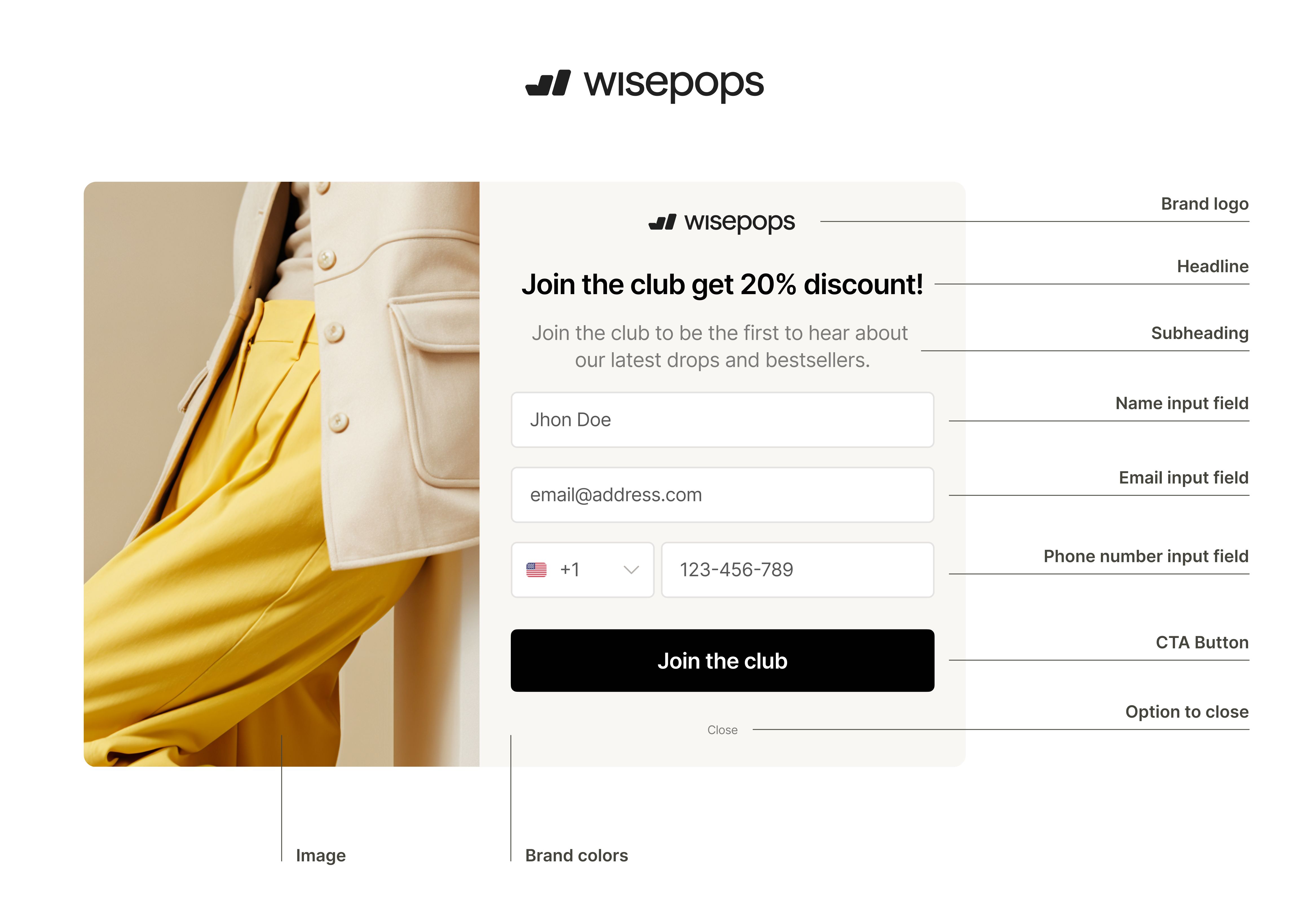 website popup design