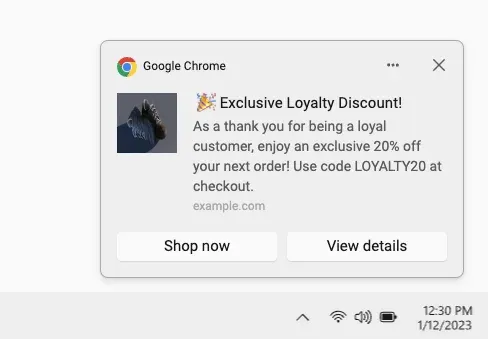 loyalty discount push notification
