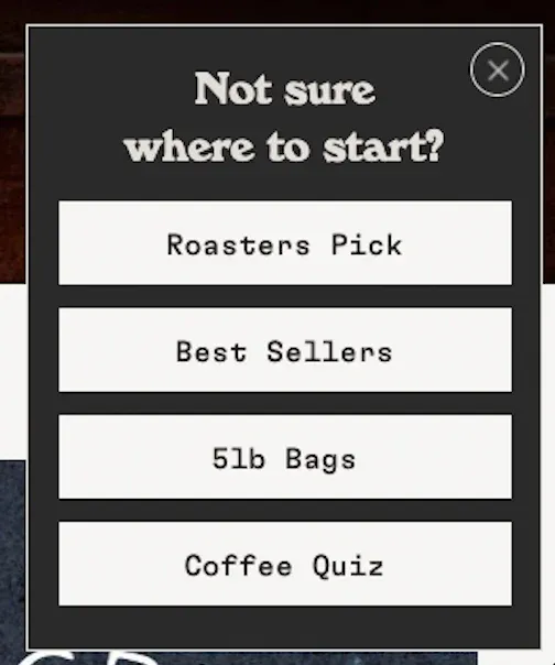navigation popup
