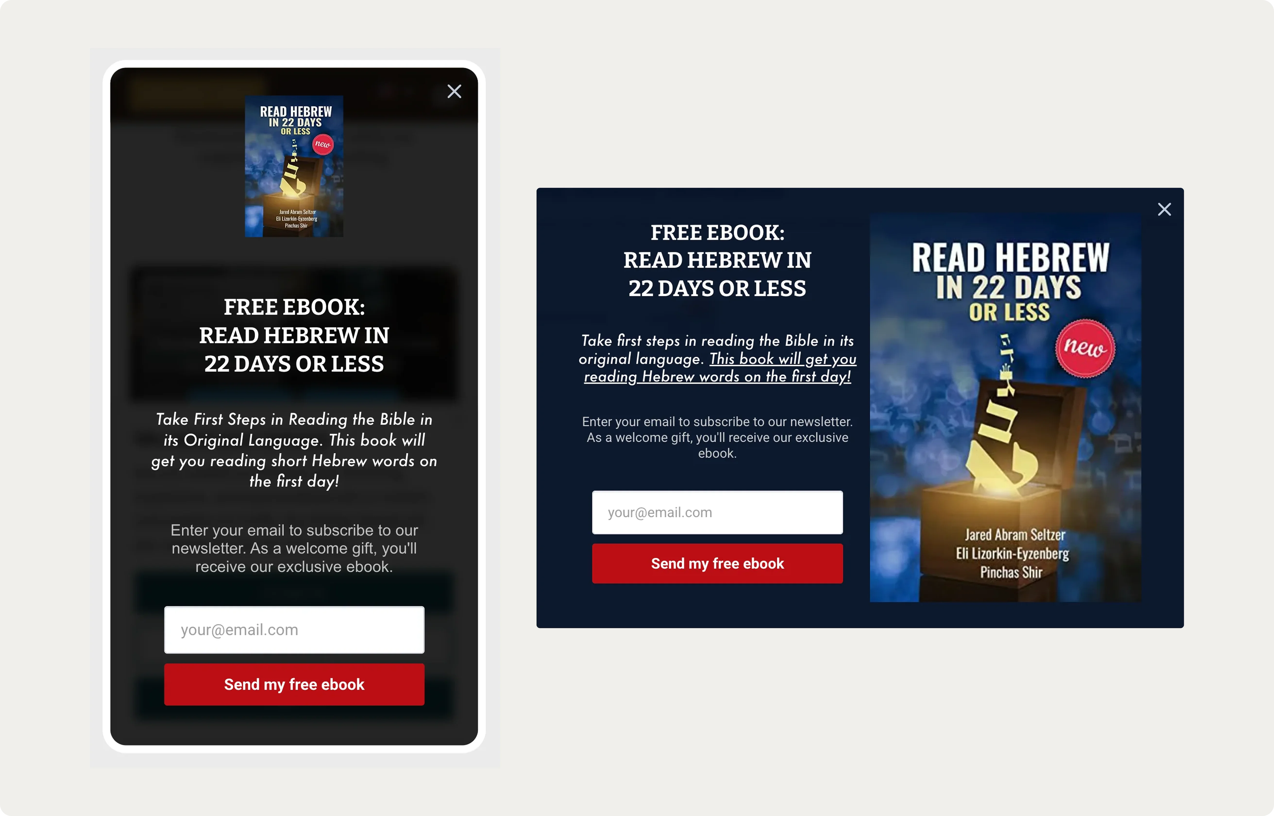 Read Hebrew in 22 Days lead-magnet campaign