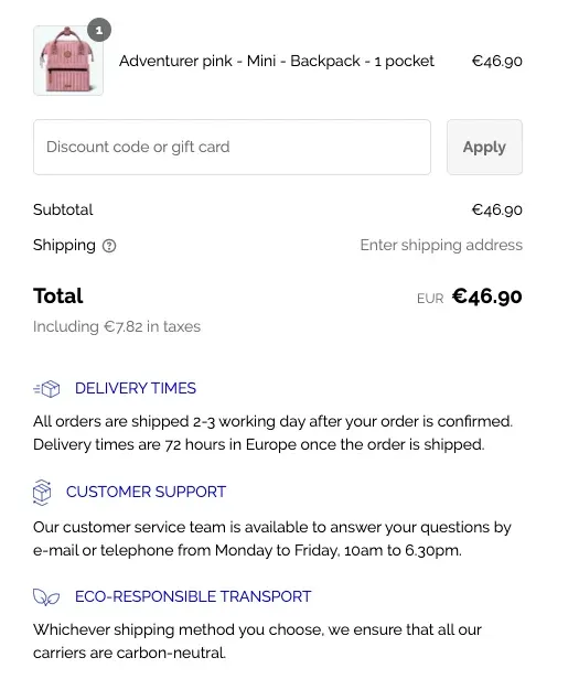 trust signals on a checkout page