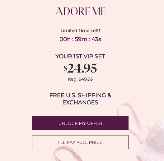 adore me timer popup