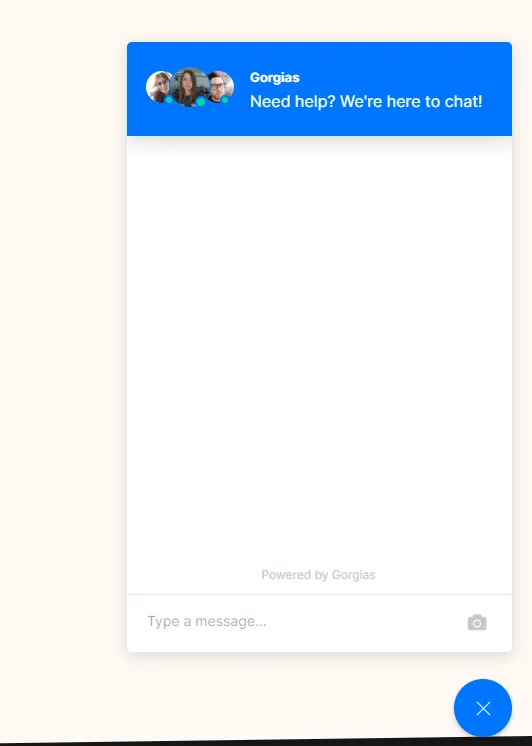 A screen of live chat window from Gorgias.com