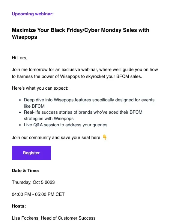 b2b email example