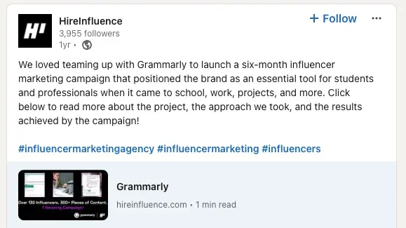 influencer campaign b2b grammarly example