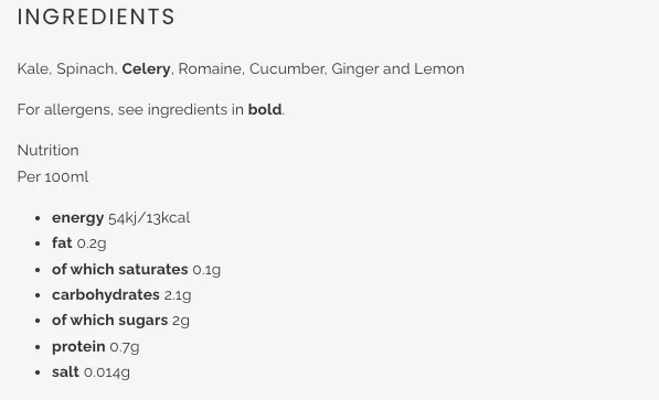 Press Foods ingredients in product description food