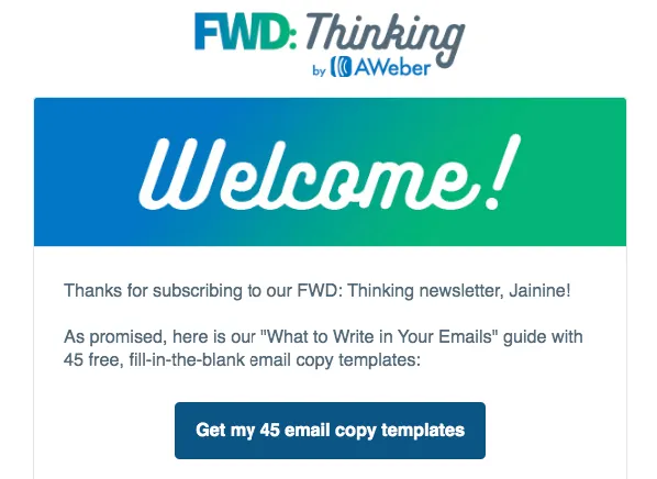 aweber welcome email