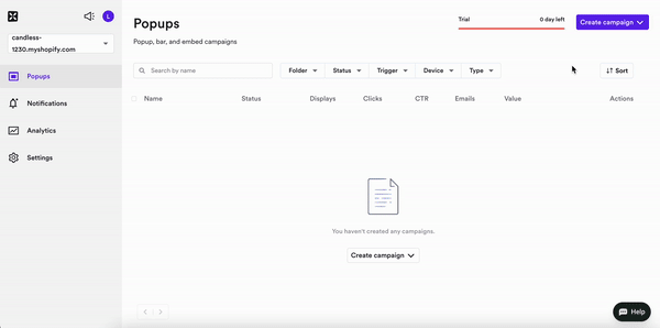 create a popup