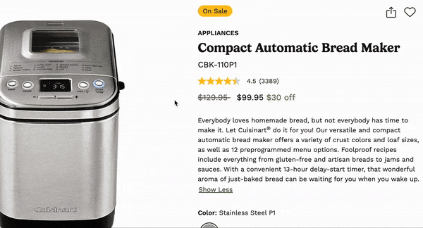 reviews and ratings on a product page