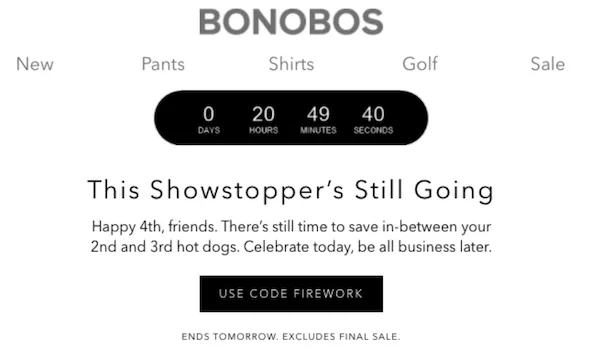 limited time sales popup