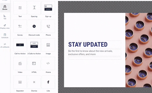 how to create sms popup to promote products