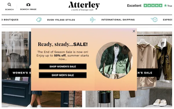end of season discount popup