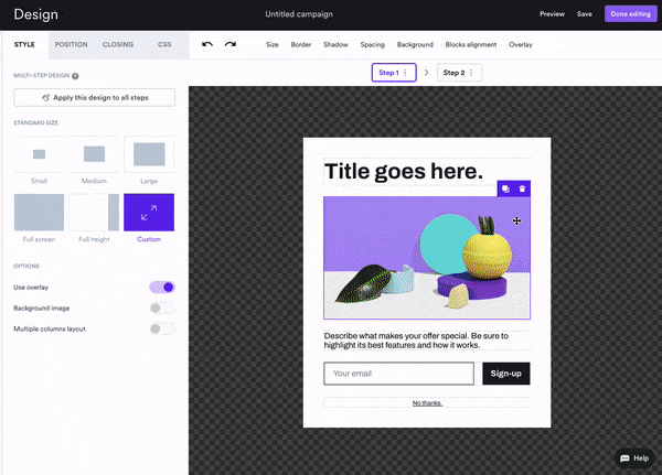 how to make small website popup