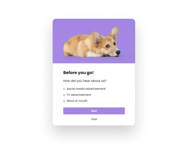 Exit survey multistep popup example