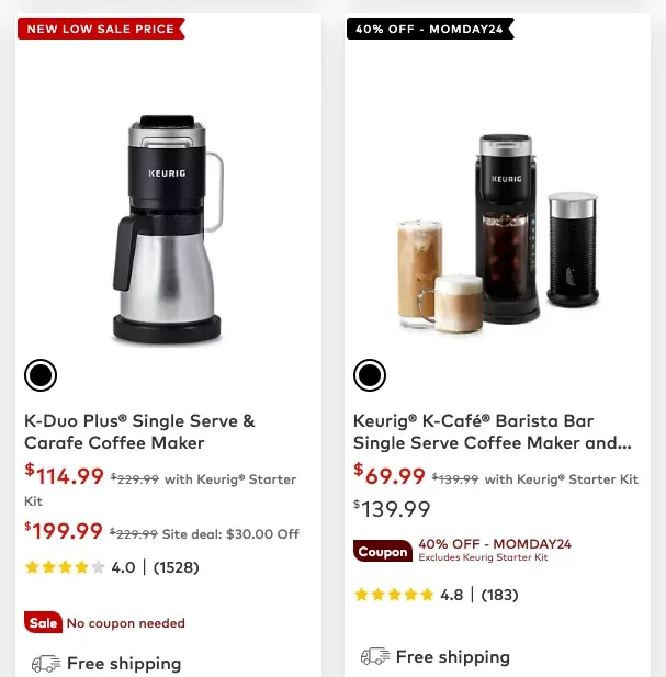 product menu category