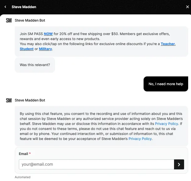 chatbot form for lead capture