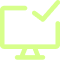 Green computer monitor icon with a checkmark in the top-left corner