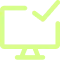 Green computer monitor icon with a checkmark in the top-left corner