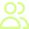Lime-green outline of a person avatar with two overlapping chat bubbles