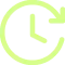 Light green clock with a circular counterclockwise arrow around it, indicating refresh/history.