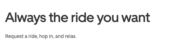 Uber brand ecommerce copywriting