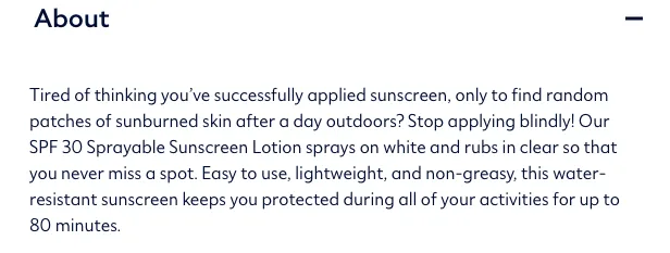Dollar Shave Club product description for body products