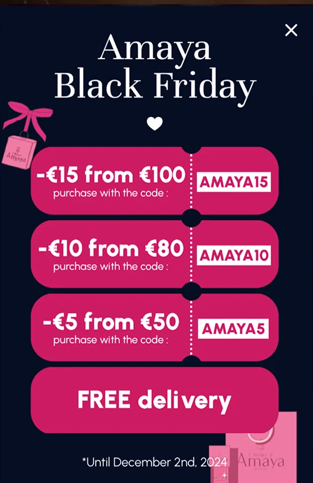 latelier damaya black friday tiered discount codes