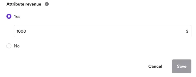 attributed revenue in onsite notifications