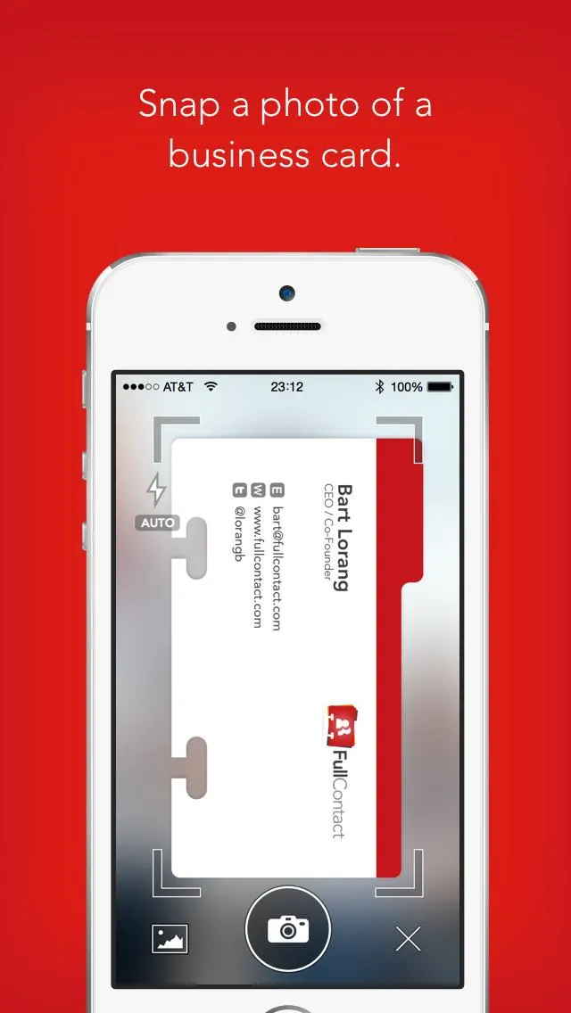 Mockup of phone with snapping business cards function