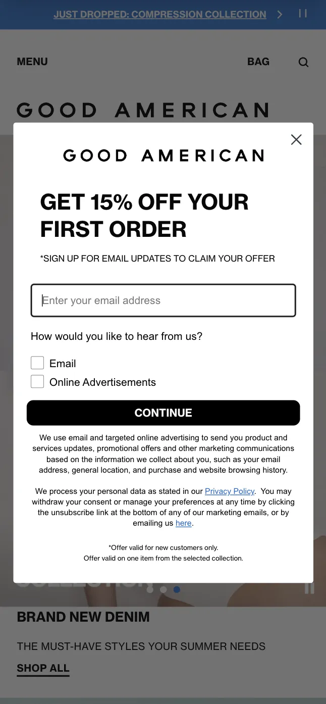 good american popup