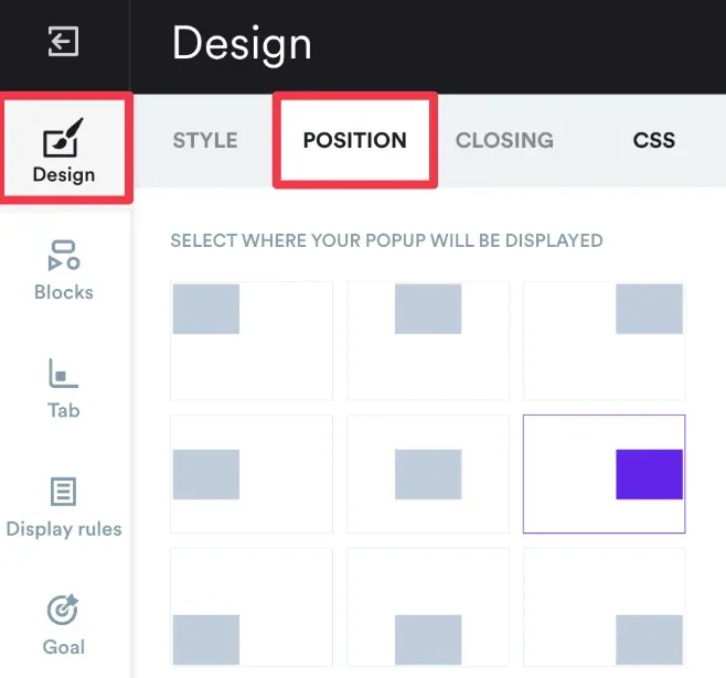 campaign position selector