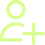 Light green user avatar icon with a plus sign, representing "add user"